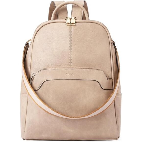 Handbags - Womens Backpack Purse Vegan Leather Beige